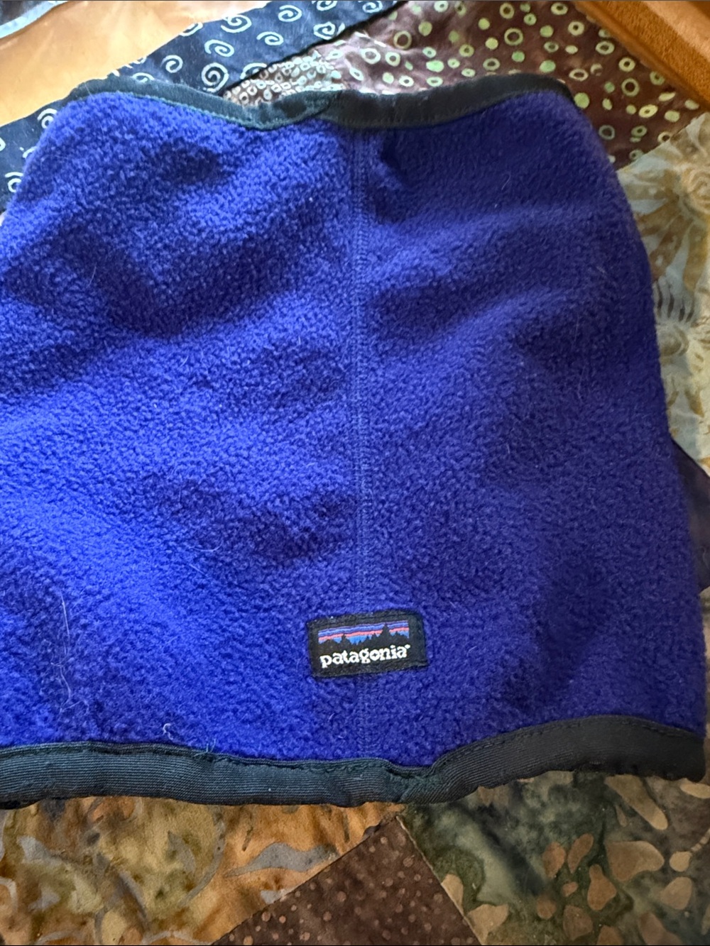 Patagonia Unisex Neck Gaiter Purple Fleece & dark geeen trim